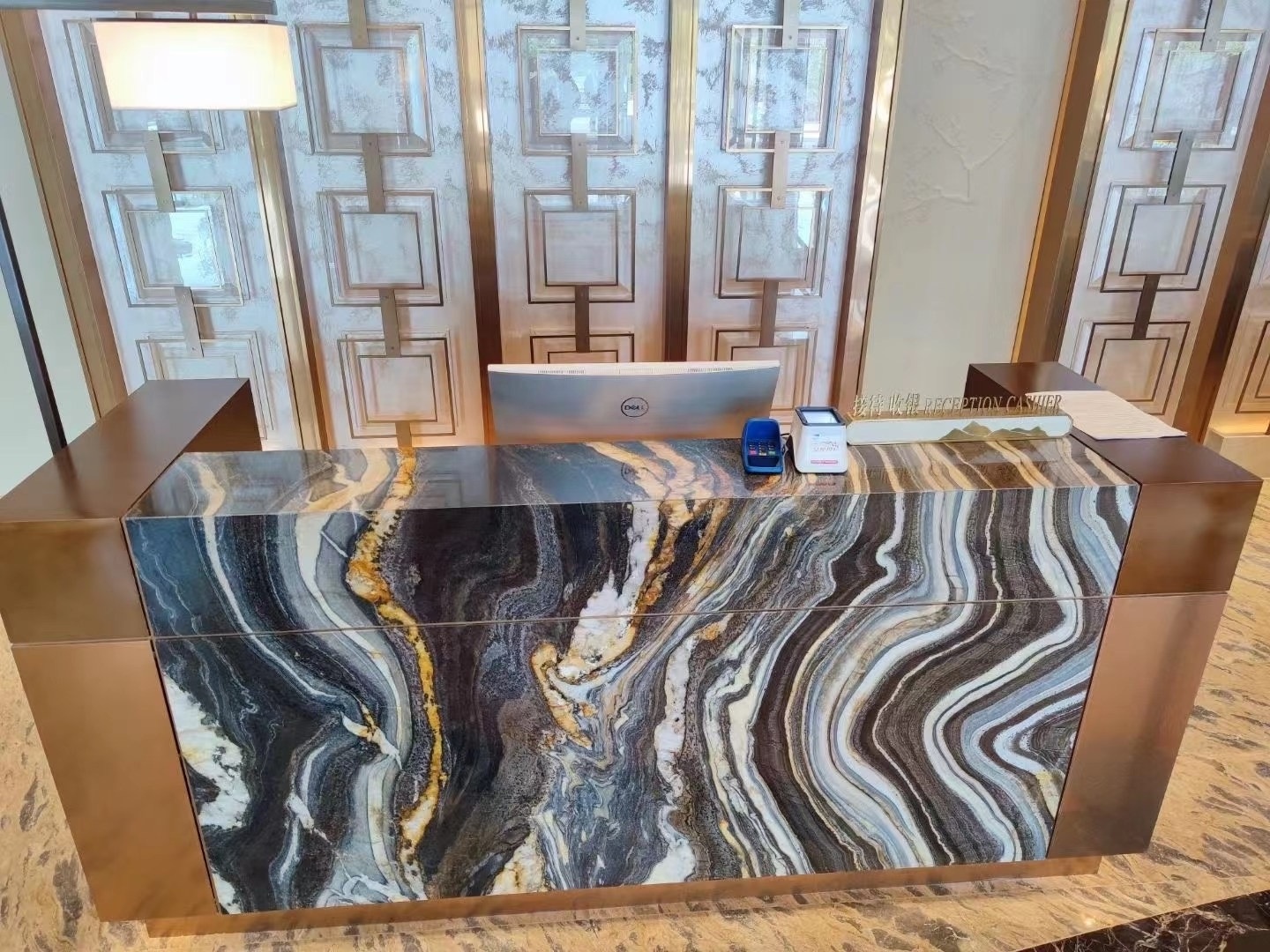 Luxurious natural stone black gold tile for flooring and countertop