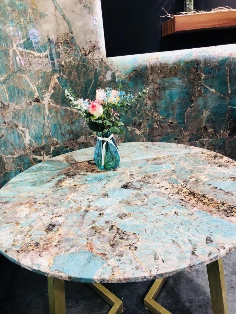 Hot sale green high polished amazonite granite slabs