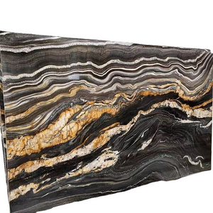 Luxurious natural stone black gold tile for flooring and countertop