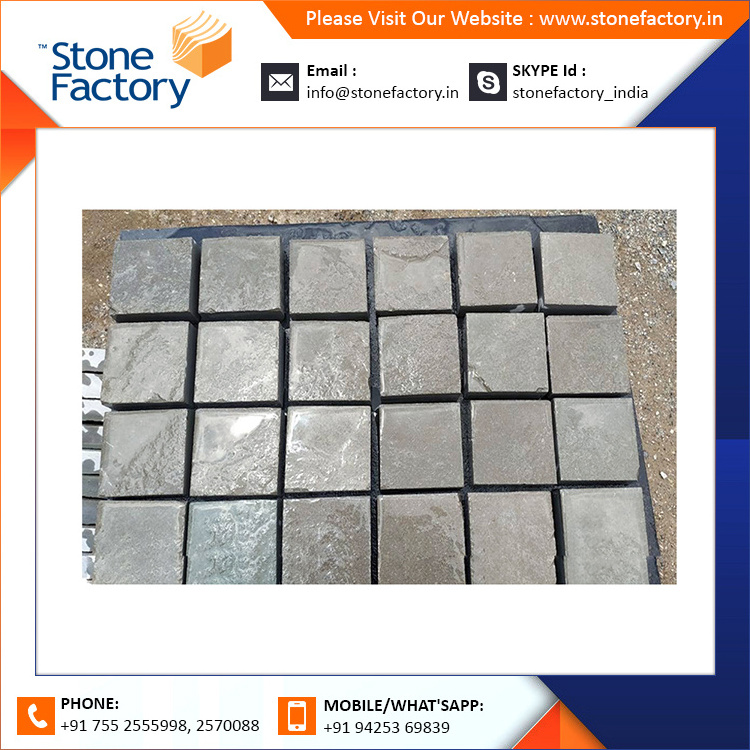 Modern Designed Ash Grey Cobble Sandstone Available In Both Hand Cut & Machine Cut At Affordable Price