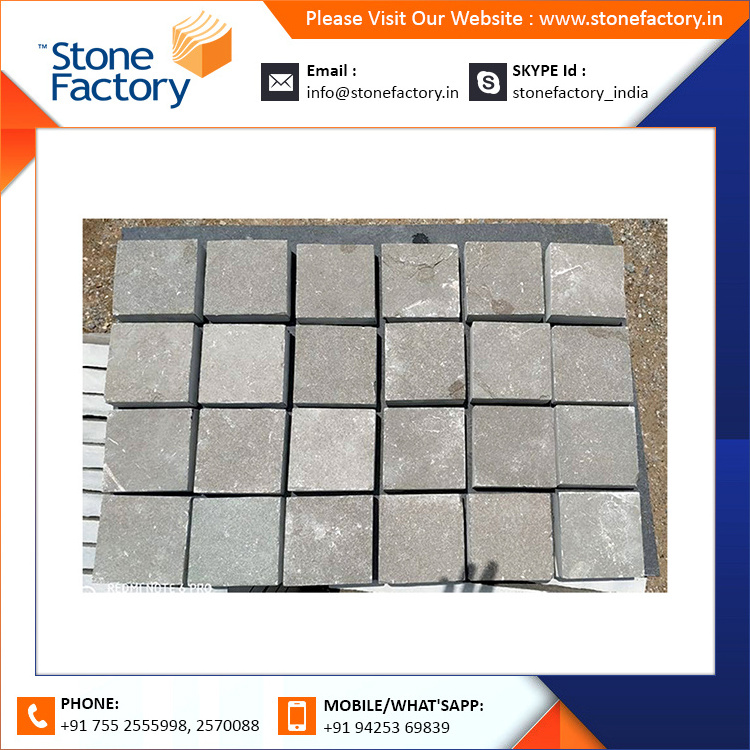 Modern Designed Ash Grey Cobble Sandstone Available In Both Hand Cut & Machine Cut At Affordable Price