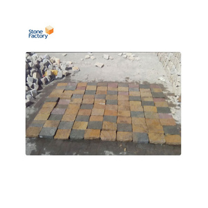 Premium Quality Driveway Paving Stone 100% Natural Cobblestone Brown Yellow Mix Cobble Stone For Sale