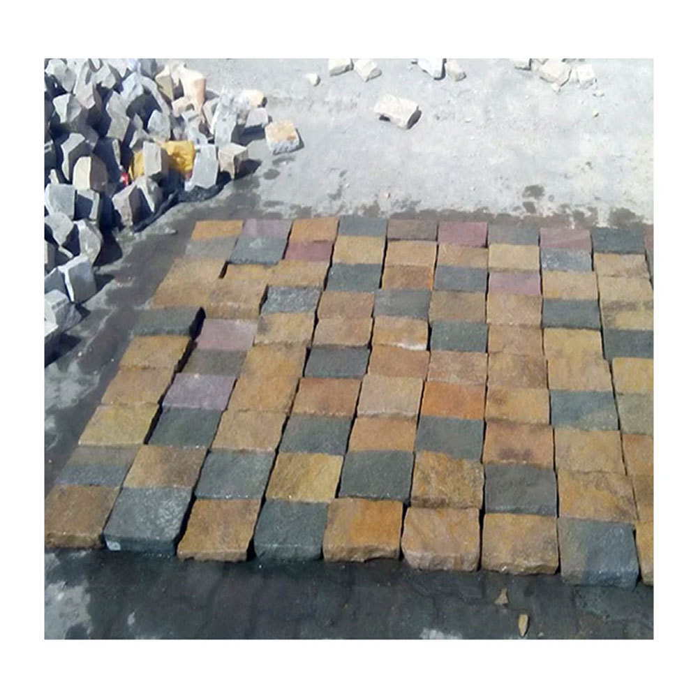 Premium Quality Driveway Paving Stone 100% Natural Cobblestone Brown Yellow Mix Cobble Stone For Sale