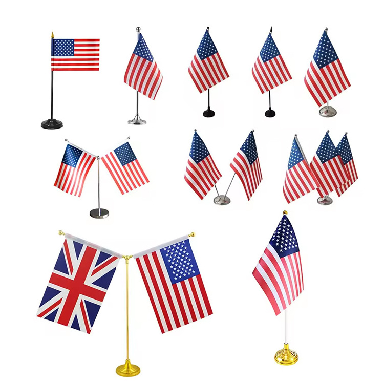 Wholesale small flag different countries metal pole office table desk flag with metal stand