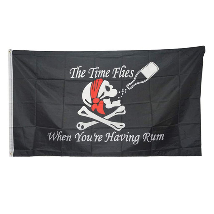 Wholesale 100% Polyester Waterproof 3x5ft Stock Black Pirate Flag For sale,custom flag double sided,pirate boat flag