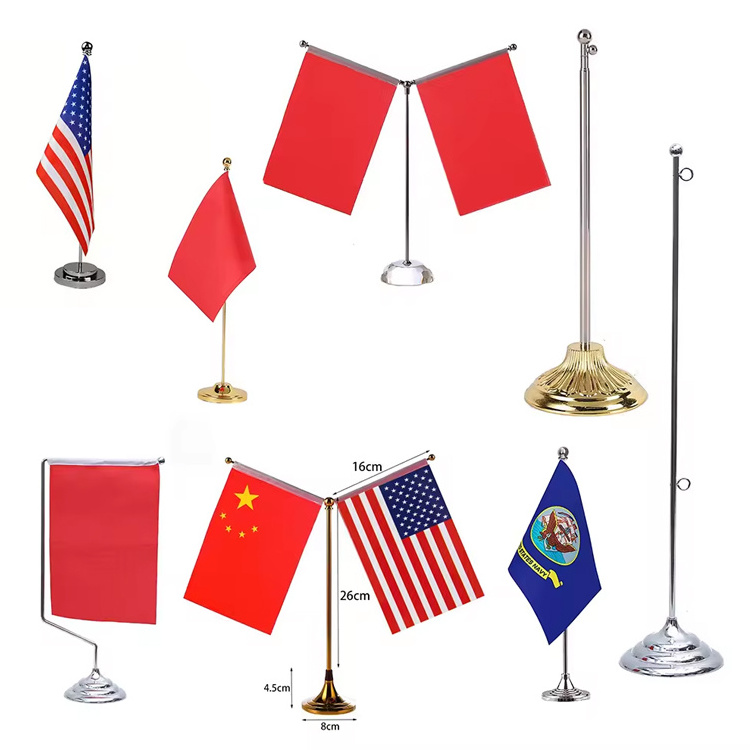 Wholesale small flag different countries metal pole office table desk flag with metal stand