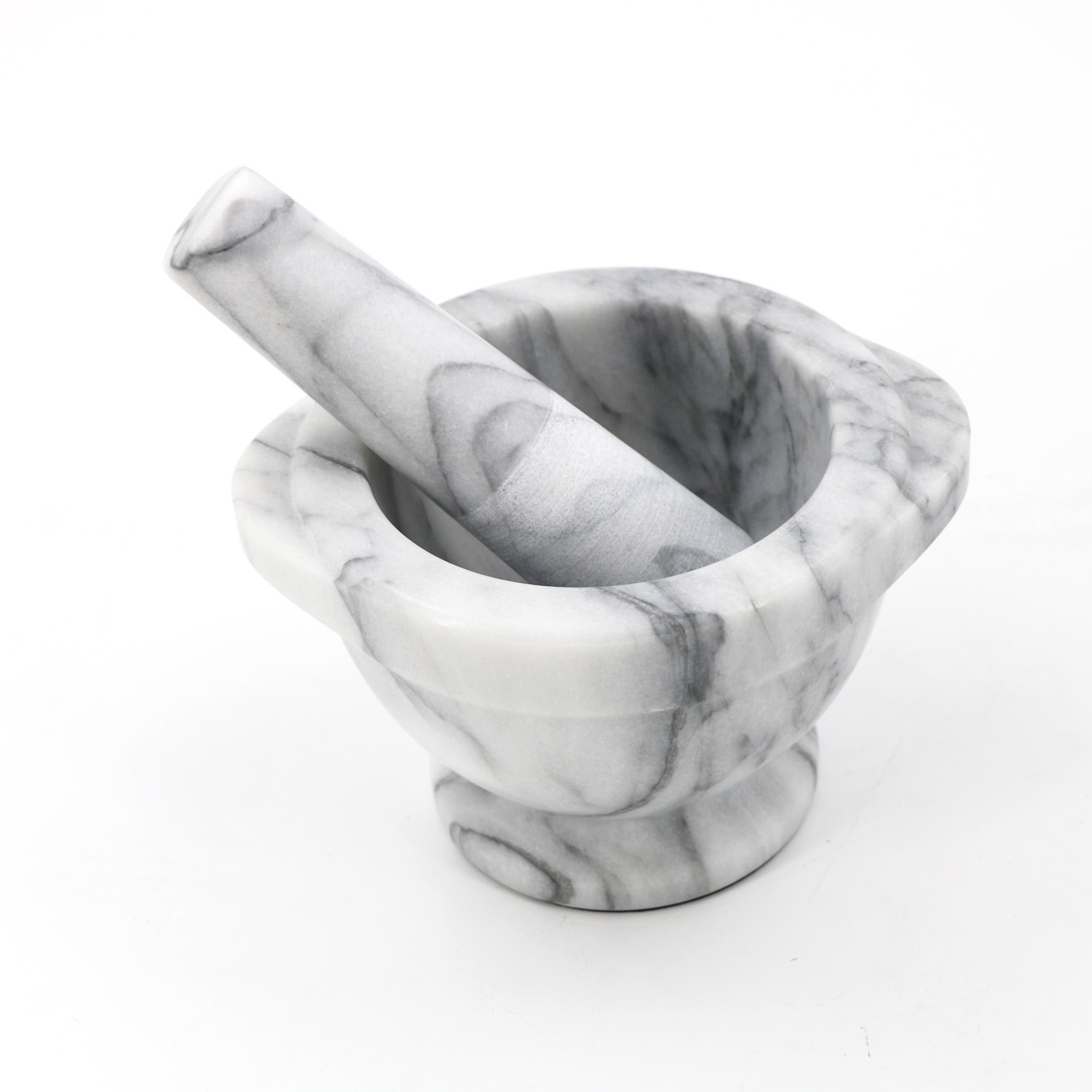 Customized Eco-Friendly Grey Marble Mortar Pestle Set Kitchen Tableware Grinder Bowl for Spices Polished Stone Tool for Salt Use