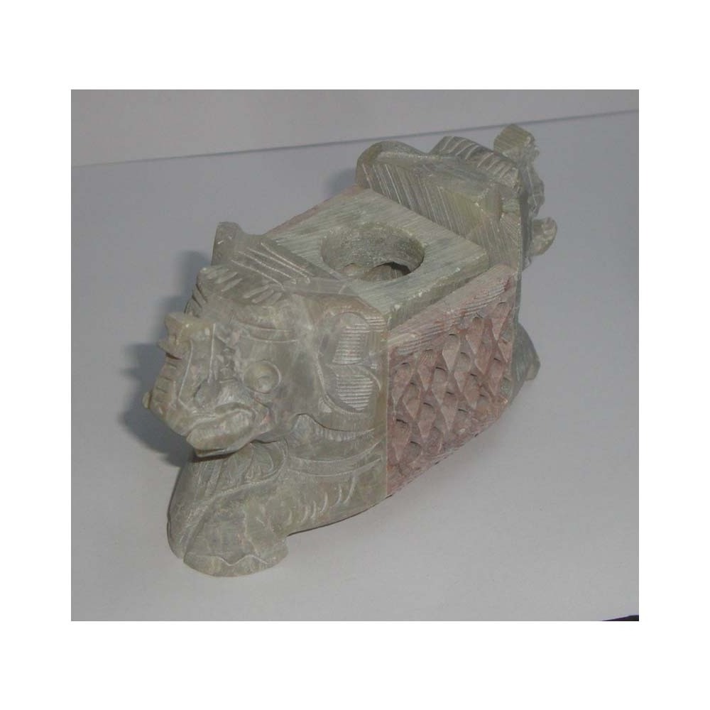 Natural Pure Soapstone Handmade Item Of Candle Holder Hand Elephant Carved Design On Table Top Natural Master Piece Hot Selling