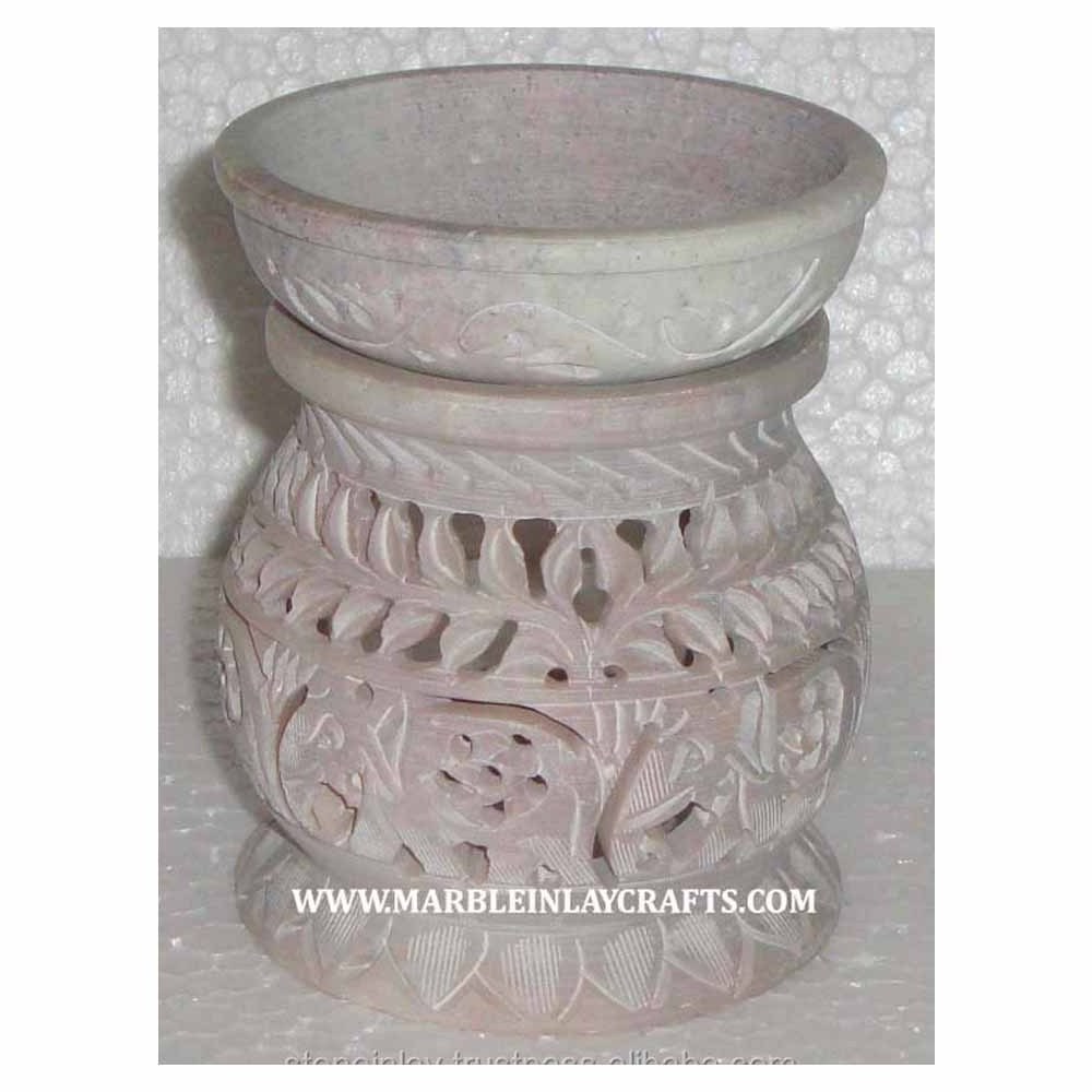 Indian Art Work  Beautiful Aroma Burner Soap Stone With Looking  Design Fragrance Oil Burner soap stone carved aroma oil burners