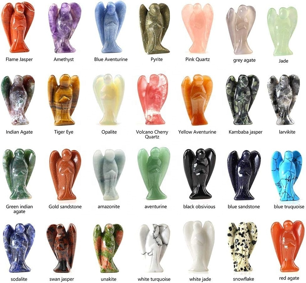 Wholesale Crystal Angels Natural Quartz opal Carved Crystal 2 Inch Stone Angels Crystal Angel