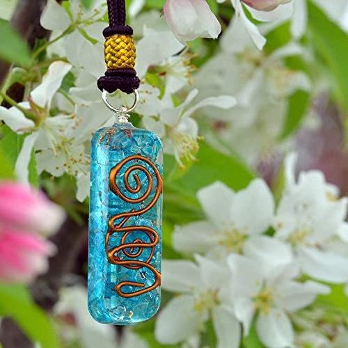 Blue Aquamarine Healing Crystal based Orgone Pendant Healing Stone