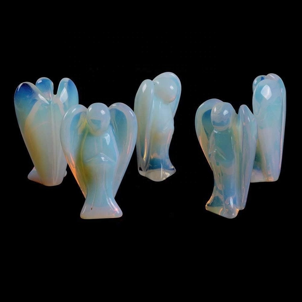 Wholesale Crystal Angels Natural Quartz opal Carved Crystal 2 Inch Stone Angels Crystal Angel