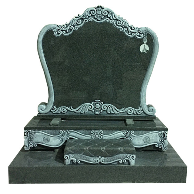 Cheap Upright Antique Heart Shape Headstone Tombstone Memorials Stone with Rose Flower Carving