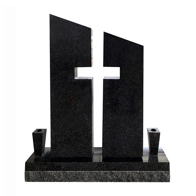 Split Cross Shape Memorial Monument Upright Funeral Headstone Double Cross Gravestone