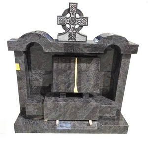 Celtic Cross Headstone Double Memorial Monument with Bible Book Tombstone for Two People