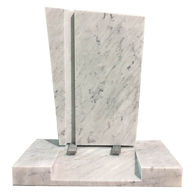 Italian Bianco Carrara White Marble Kerb Headstone Tombstone Gravestone with Arrow Carvings