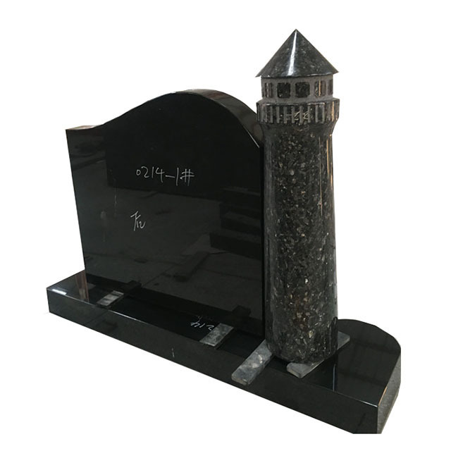 Low Price Personalized Absolute Black Granite lighthouse Design Memorial Gravestone Headstone Monument