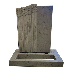 Italian Bianco Carrara White Marble Kerb Headstone Tombstone Gravestone with Arrow Carvings