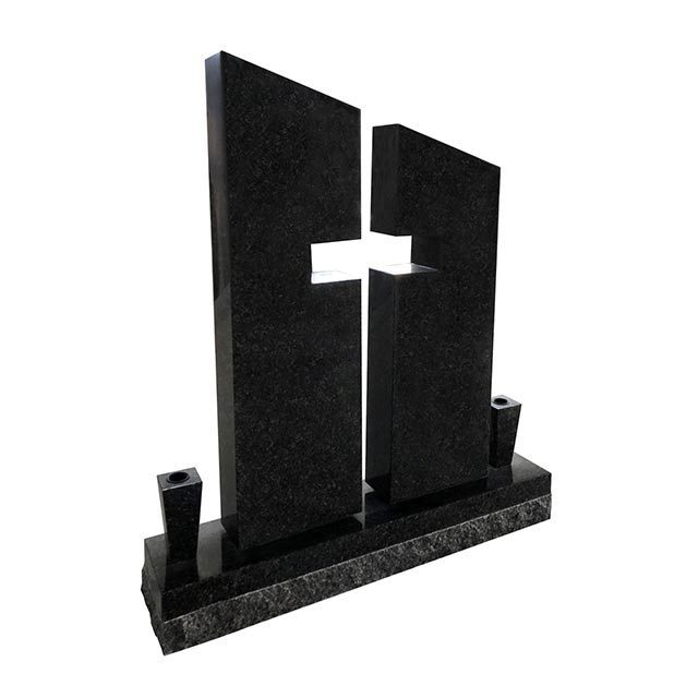 Split Cross Shape Memorial Monument Upright Funeral Headstone Double Cross Gravestone