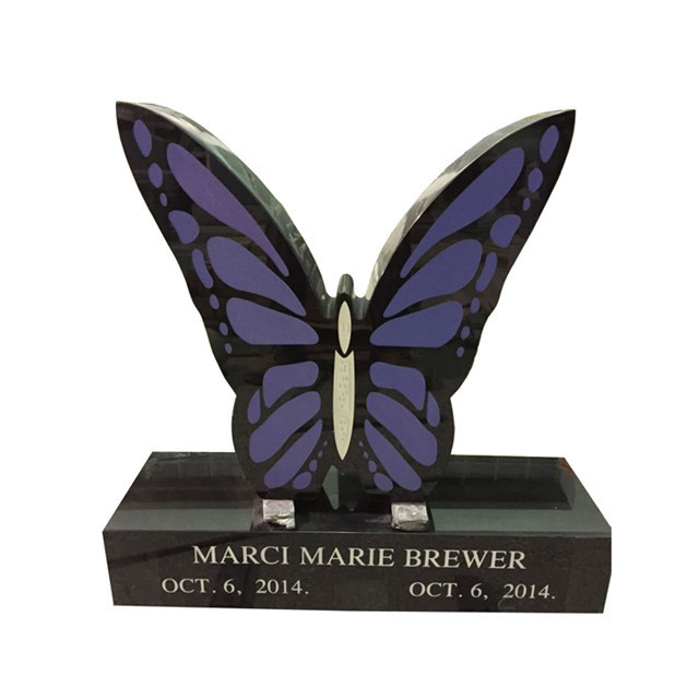 Granite Animal Color Butterfly Headstone