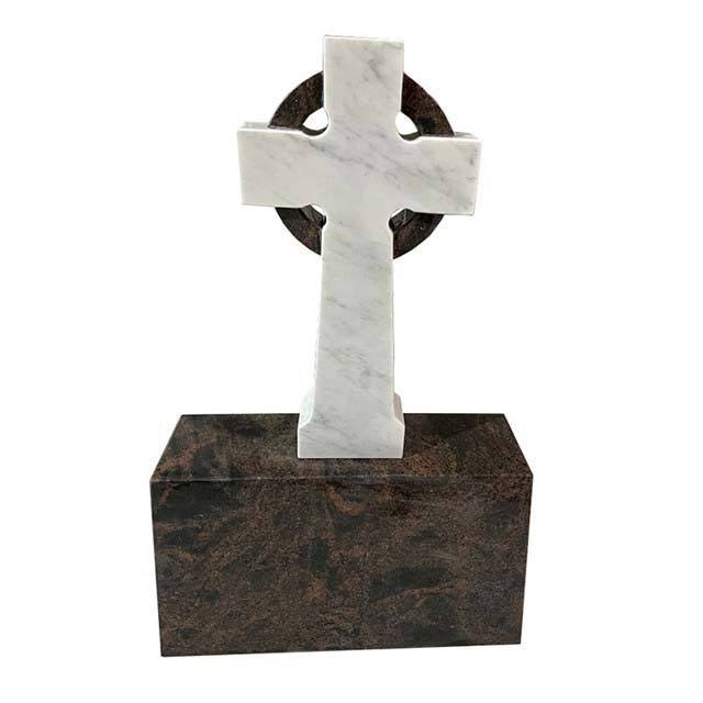 Celtic Cross Headstone Double Memorial Monument with Bible Book Tombstone for Two People