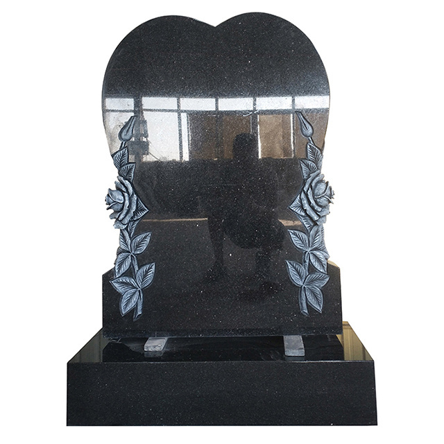 heart shaped black galaxy granite monument headstones tombstone for graves