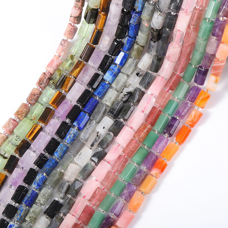 Natural Untreated Undyed Faceted Cut Cylinder Barrel Gemstone Beads Semi Precious Beads For DIY Jewelry Making