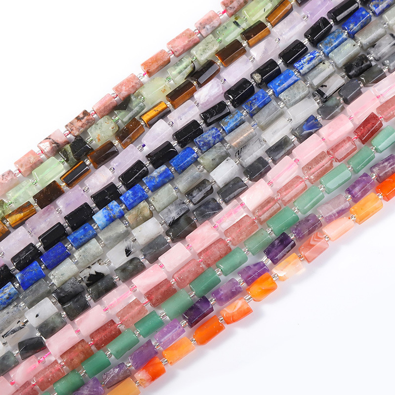 Natural Untreated Undyed Faceted Cut Cylinder Barrel Gemstone Beads Semi Precious Beads For DIY Jewelry Making