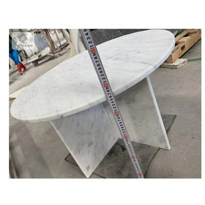 Natural Stone Carrara White Marble Top With Base Round Marble Dining Table