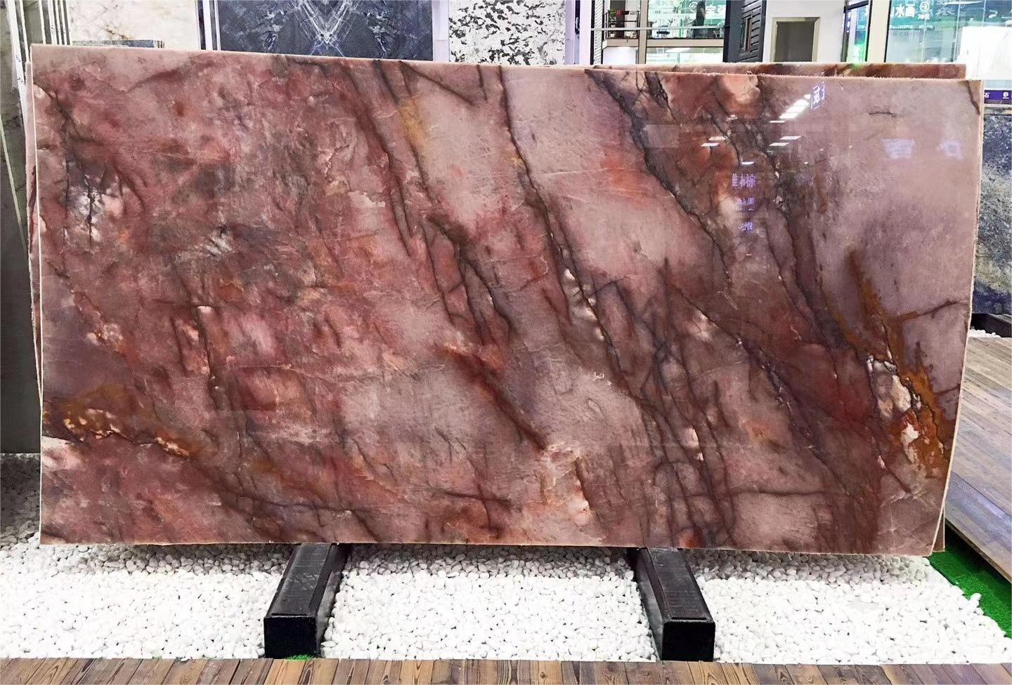 Custom Onyx Translucent Marble Onyx Stone Slab Translucent Pink Onyx Slab for Tabletop and Background Wall