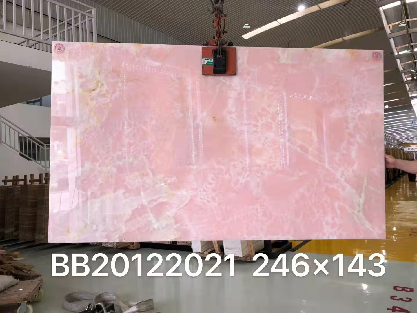 Backlit wall panels Translucent pink onyx marble slab from Apulo stone