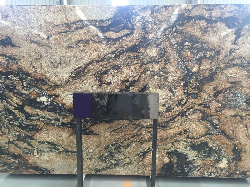 Natural Golden Black Granite Polished Slab Luxury Stone Brazil Granite for Kitchen Countertop and Background Wall