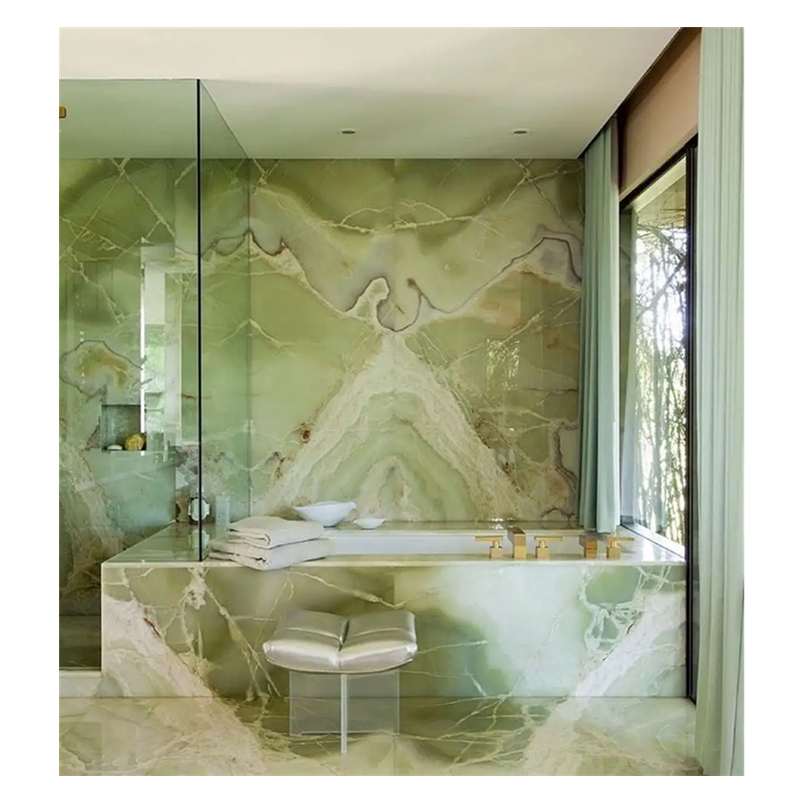 Modern Design Natural Green Onyx Marble Stone Polished Thin Slabs for Interior Wall Panels and Luxury Home Decor