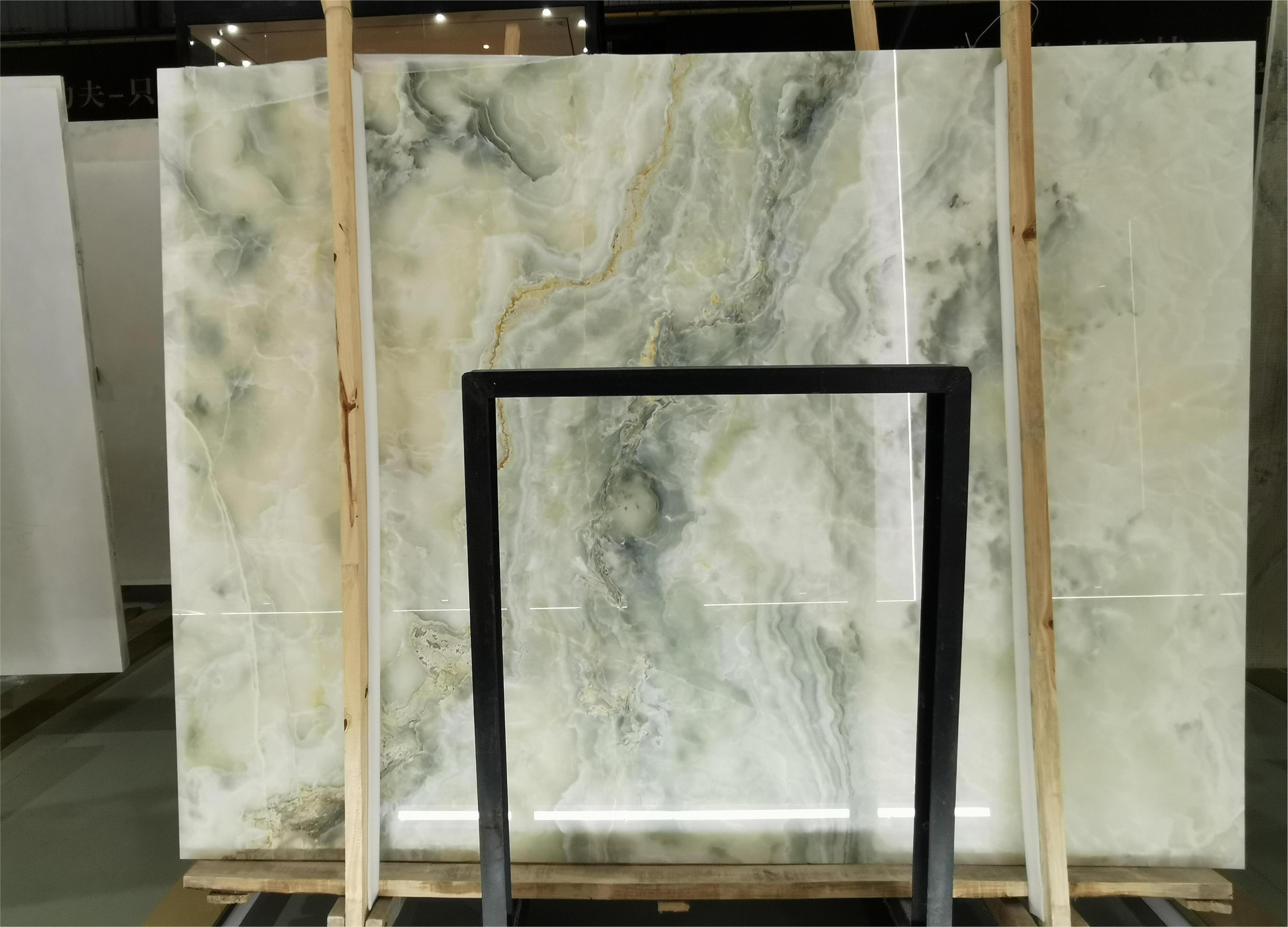 Natural Translucent Onyx Stone Slab Competitive Price Onyx Stone Veneer Green Onyx Slabs for Bathroom and Living Room Background