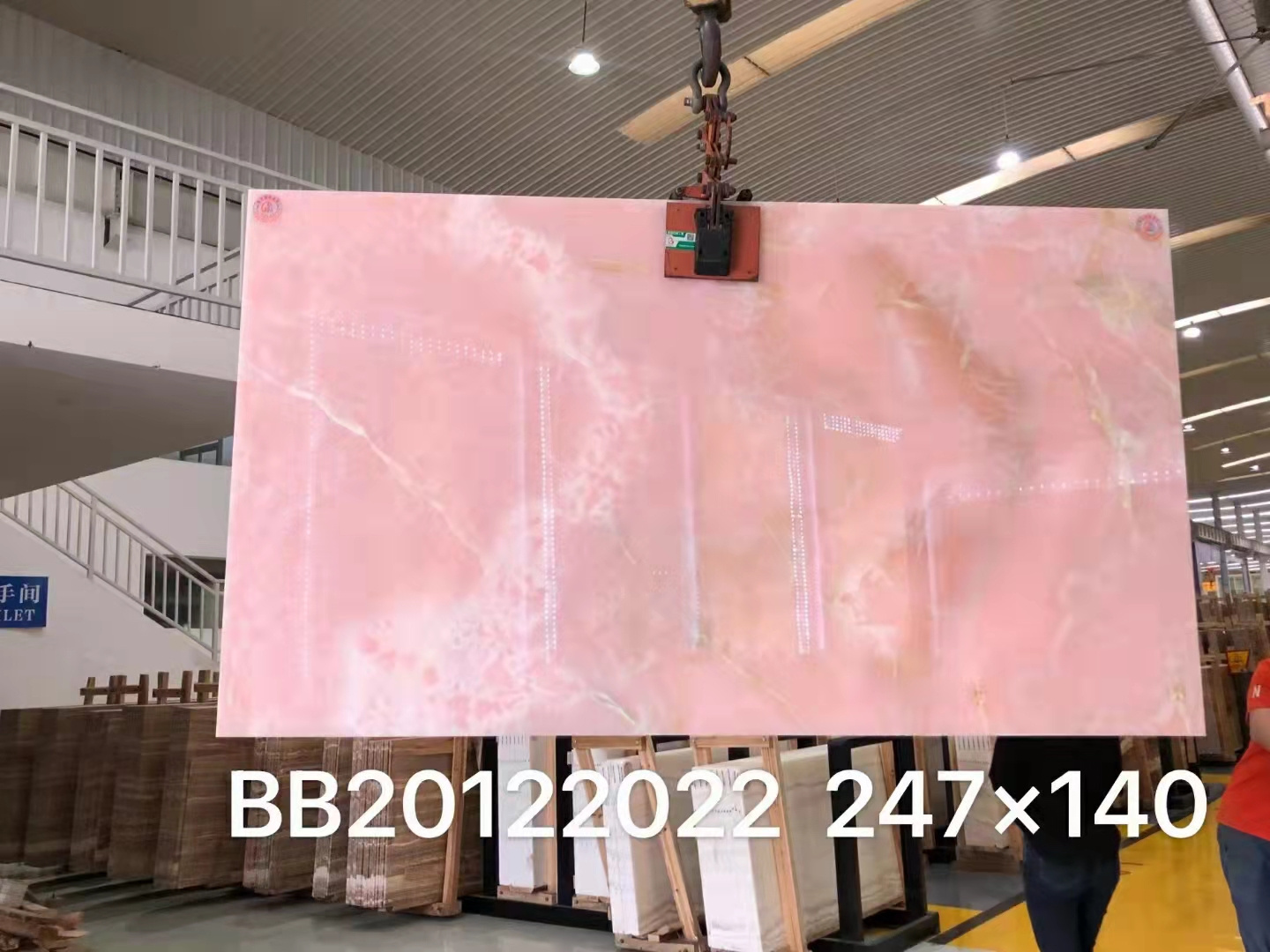 Backlit wall panels Translucent pink onyx marble slab from Apulo stone