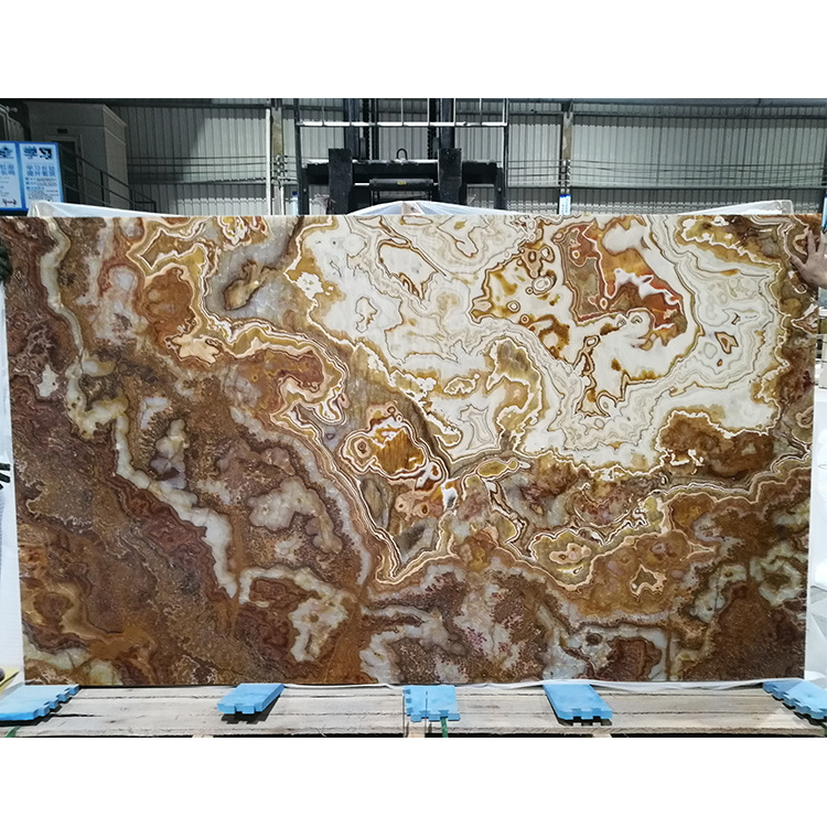 Factory Direct SalesThin Panels China Marble Slab Backlit Onyx Marble Slab Tiger Onyx Stone Wall Aluminum Honeycomb Panel