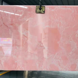 Backlit wall panels Translucent pink onyx marble slab from Apulo stone