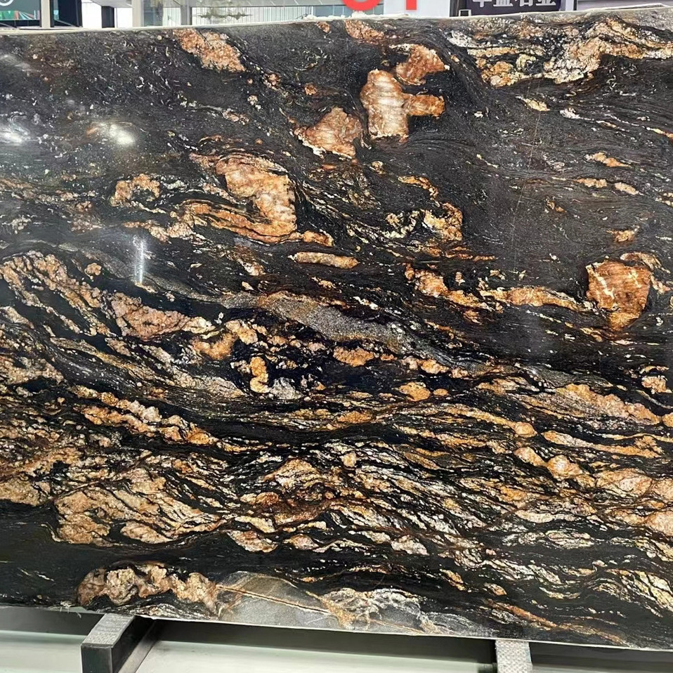 High Quality Black Gold Veins Granite Slab tiles Brazil Granite for Kitchen and Hotel Countertop Polished Finish