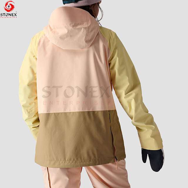 Pullover Shell Jacket Adjustable Hood Cuffs And Hem Zippered Kangaroo Pocket Snow Board Jackets