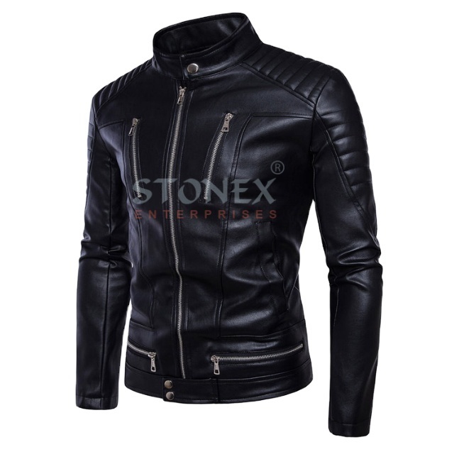 Mens Jackets Fashion Men Faux Leather Coat Zipper Overcoat Motor Jacket Motorcycle Bikers  Top Clothing