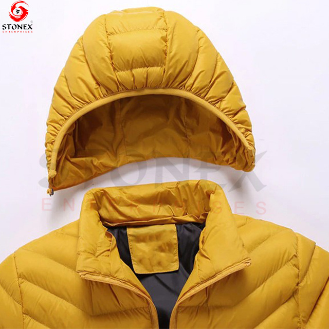 Removeable Hooded Men Puffer Jacket Quick Dry Warm Wind Break Outdoor Padded Jacket Customized