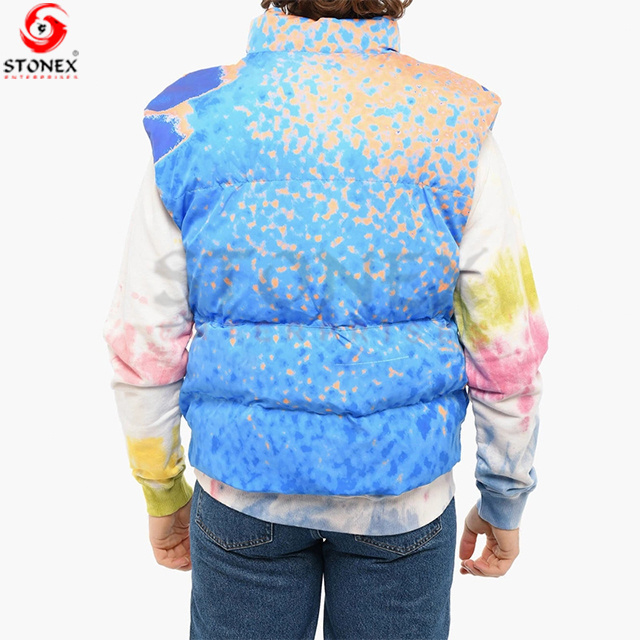 Customized Logo Polyester Heavy Weight Warm Sleeveless Jackets Puffer Men's Winter Vest for men shiny fabric