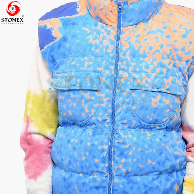 Customized Logo Polyester Heavy Weight Warm Sleeveless Jackets Puffer Men's Winter Vest for men shiny fabric