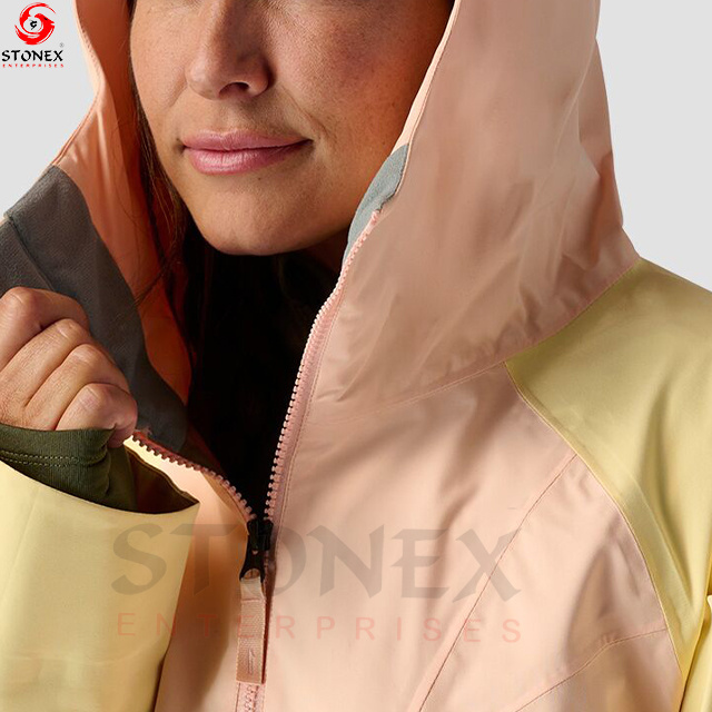 Pullover Shell Jacket Adjustable Hood Cuffs And Hem Zippered Kangaroo Pocket Snow Board Jackets