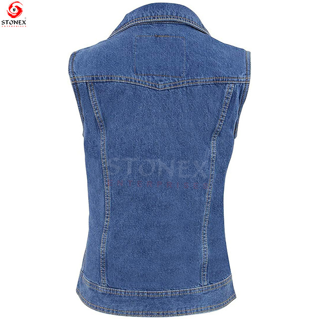 Latest Design Vest Women's Sleeveless Denim Waistcoat Custom Made Work Casual Denim Vest For Ladies