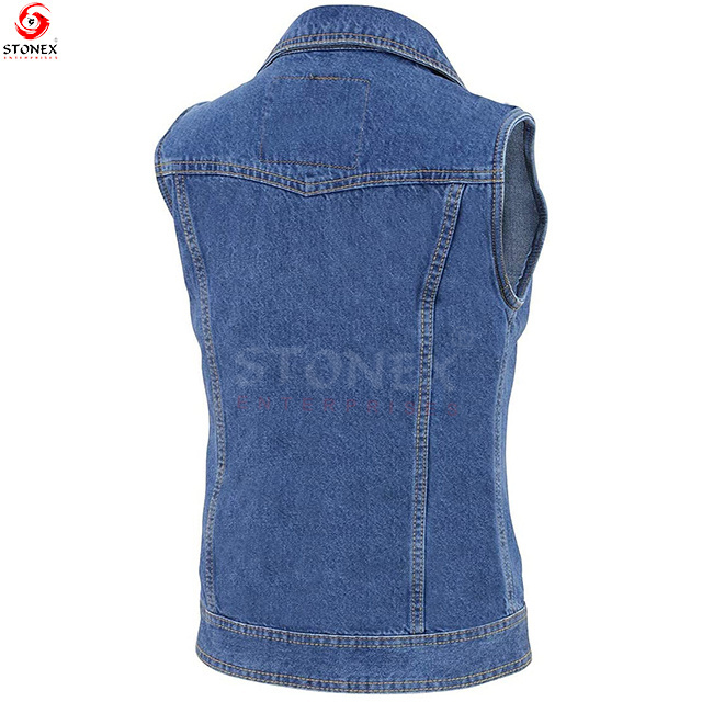 Latest Design Vest Women's Sleeveless Denim Waistcoat Custom Made Work Casual Denim Vest For Ladies