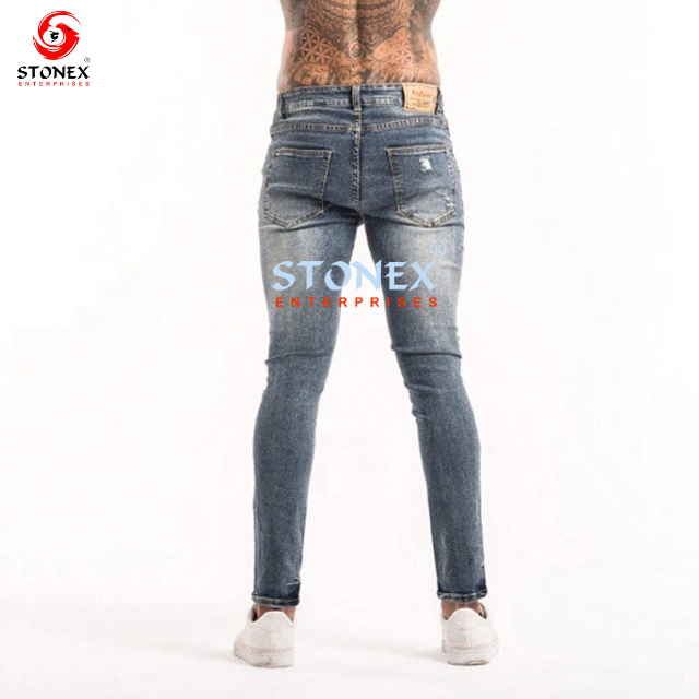 Wholesale  men's jeans pants men straight jeans stylish denim men street wear white fitting washed pent