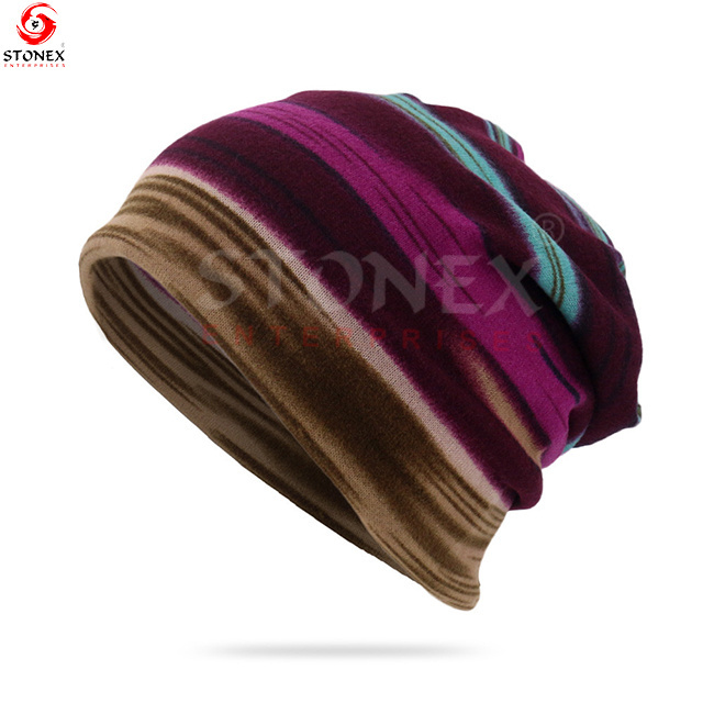 New Striped Beanies Unisex Thin Knitted Beanie Men's Multifunction Hedging Cap Hats For Male