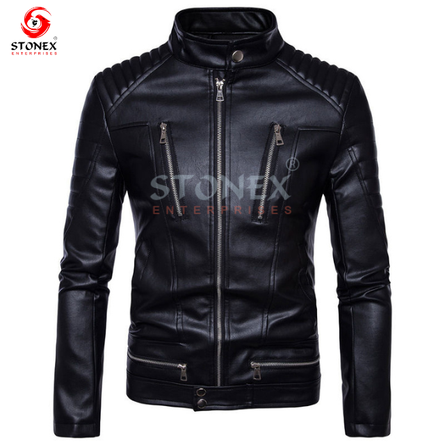 Mens Jackets Fashion Men Faux Leather Coat Zipper Overcoat Motor Jacket Motorcycle Bikers  Top Clothing