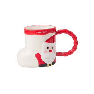 12oz Creative Christmas Stocking Cup Cute Snowman Ceramic Couple Mugs